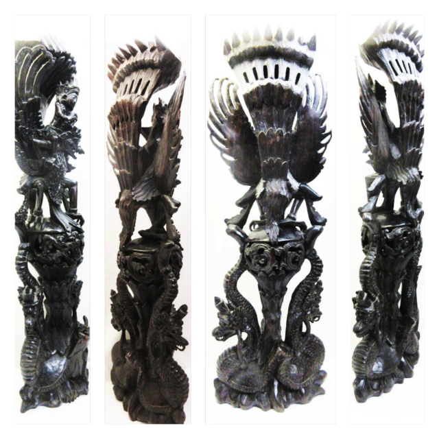 黒檀 ガルーダ（ガルダ）木彫り/仏像/仏教美術/チベット仏