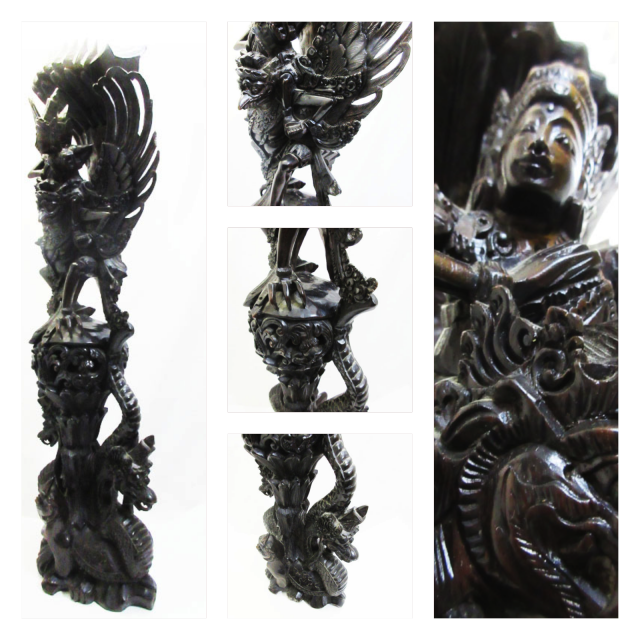 黒檀 ガルーダ（ガルダ）木彫り/仏像/仏教美術/チベット仏